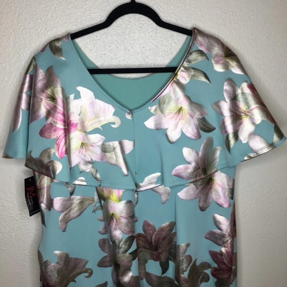 NEW JM Studio By John Meyer Mint Floral Dress 18W - Picture 3 of 5
